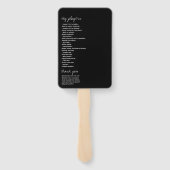 Modern zwart-witscript minimalistisch huwelijk handwaaier (Achterkant)
