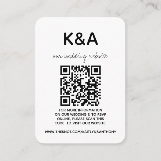 Modern zwart-witscript minimalistisch huwelijk informatiekaartje (Voorkant)