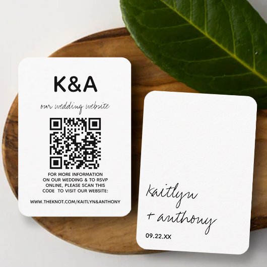 Modern zwart-witscript minimalistisch huwelijk informatiekaartje