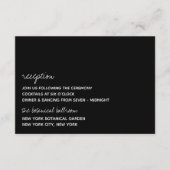 Modern zwart-witscript minimalistisch huwelijk informatiekaartje (Voorkant)