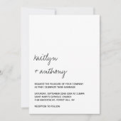 Modern zwart-witscript minimalistisch huwelijk kaart (Voorkant)