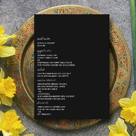 Modern zwart-witscript minimalistisch huwelijk menu