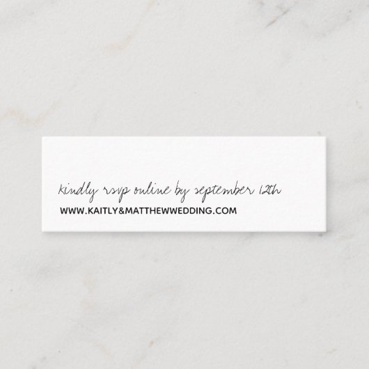 Modern zwart-witscript minimalistisch huwelijk mini visitekaartje (Voorkant)