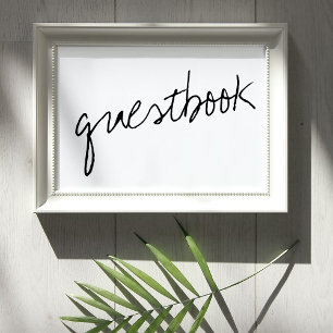 Modern zwart-witscript minimalistisch huwelijk poster