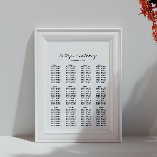 Modern zwart-witscript minimalistisch huwelijk poster