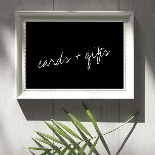 Modern zwart-witscript minimalistisch huwelijk poster