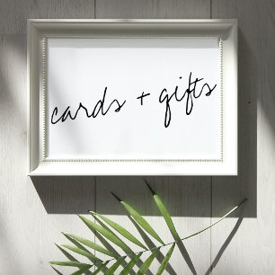 Modern zwart-witscript minimalistisch huwelijk poster