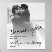 Modern zwart-witscript minimalistisch huwelijk poster (Voorkant)