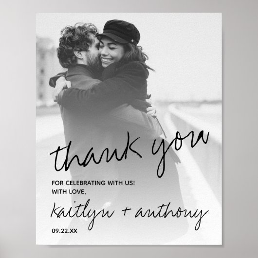 Modern zwart-witscript minimalistisch huwelijk poster (Voorkant)