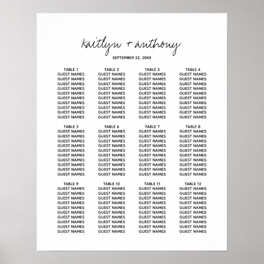 Modern zwart-witscript minimalistisch huwelijk poster (Voorkant)