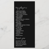 Modern zwart-witscript minimalistisch huwelijk programmakaart (Achterkant)