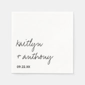 Modern zwart-witscript minimalistisch huwelijk servet (Voorkant)