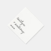 Modern zwart-witscript minimalistisch huwelijk servet (Hoek)