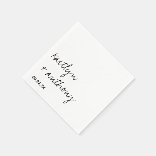 Modern zwart-witscript minimalistisch huwelijk servet (Hoek)