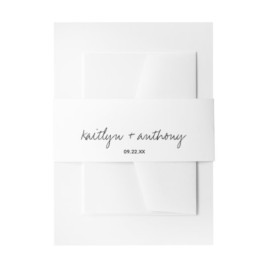 Modern zwart-witscript minimalistisch huwelijk uitnodigingen wikkel (Voorkant Voorbeeld)