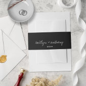 Modern zwart-witscript minimalistisch huwelijk uitnodigingen wikkel