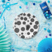 Modern zwart-witstippen bubbels feest papieren bordje (Feest)