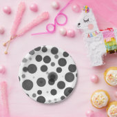 Modern zwart-witstippen bubbels feest papieren bordje (Feest)