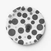 Modern zwart-witstippen bubbels feest papieren bordje (Voorkant)