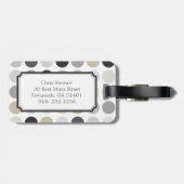 Modern zwart-witstippenpatroon monogram bagagelabel (Achterkant horizontaal)