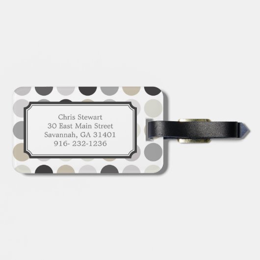 Modern zwart-witstippenpatroon monogram bagagelabel (Achterkant horizontaal)
