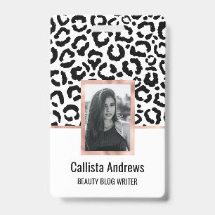 Modern Zwart Witte Luipaard Dierprint Patroon Badge