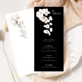 Modern Zwart Witte Orchidee Bloem Bruiloftsmenu