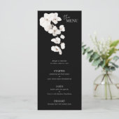 Modern Zwart Witte Orchidee Bloem Bruiloftsmenu (Staand voorkant)