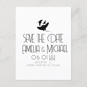 Modern Zwart Witte Pijlrog 'Save the Date' Briefkaart