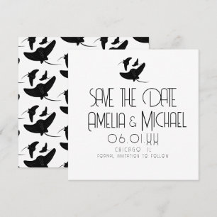 Modern Zwart Witte Pijlrog 'Save the Date' Kaart