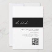 Modern Zwart | Witte QR Code Trouwkaart Kaart (Achterkant)