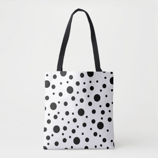 Modern Zwart Witte Stippen Tote Bag (Voorkant)