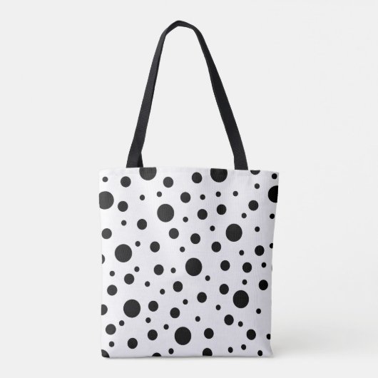 Modern Zwart Witte Stippen Tote Bag (Achterkant)