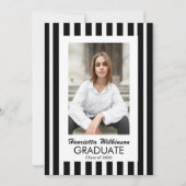 Modern Zwart Witte Strepen Foto Afstuderen Kaart (Voorkant)