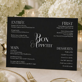Modern Zwart Witte Trouwmenu Menu
