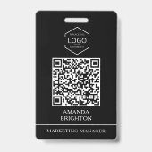 Modern Zwart Witte Zakelijk Logo QR Code Badge (Voorzijde)