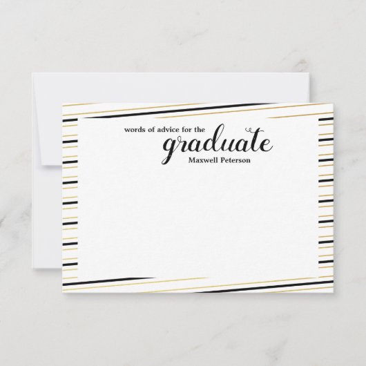 Modern zwart-witwoord en Gold Striped Word of Advi Kaart (Voorkant)