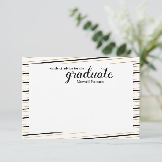Modern zwart-witwoord en Gold Striped Word of Advi Kaart (Staand voorkant)
