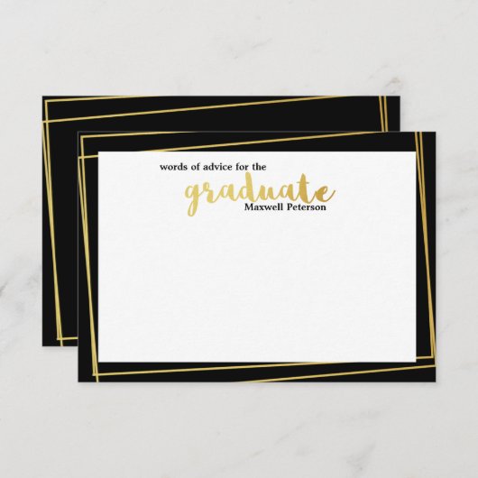 Modern zwart-witwoord en Gold Striped Word van adv Kaart (Voorkant / Achterkant)