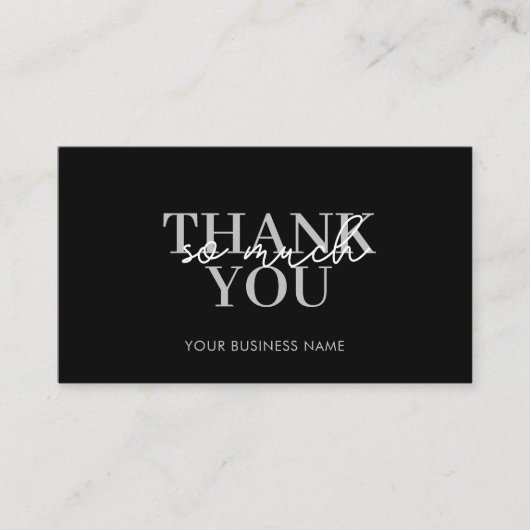 Modern Zwart Zakelijk Elegant Dank u Visitekaartje (Voorkant)