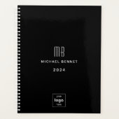 Modern Zwart Zakelijk Logo 2024 Planner (Voorkant)