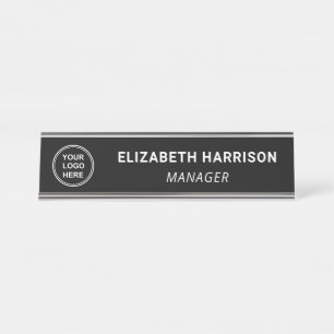 Modern Zwart Zakelijk Logo Bureau Naambordje