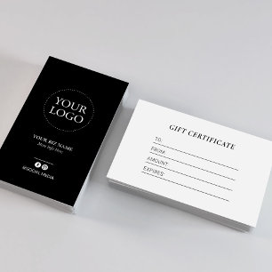 Modern Zwart Zakelijk Logo Cadeaubon Visitekaartje