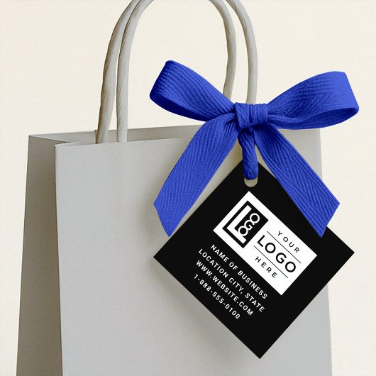 Modern zwart zakelijk logo en QR-code Bedankjes Labels
