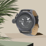 Modern Zwart Zakelijk logo Minimal Merk Bedrijf Horloge<br><div class="desc">Aangepast horloge met een eenvoudig minimaal ontwerp. Voeg je logo en tekst toe.</div>