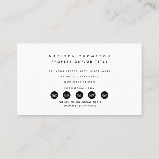 Modern Zwart Zakelijk Logo Social Media QR Code Visitekaartje (Achterkant)