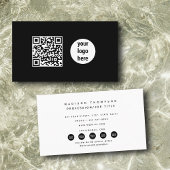 Modern Zwart Zakelijk Logo Social Media QR Code Visitekaartje