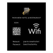 Modern Zwart Zakelijk WiFi Logo QR Code Perfect Poster (Voorkant)