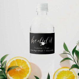 Modern zwart ze deed het elegante Afstuderen Waterfles Etiket