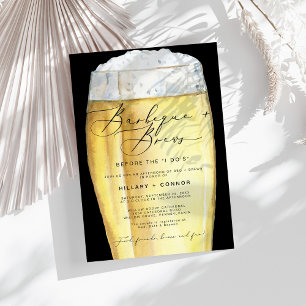 Modern Zwart Zijn & Heren Calligrafie BBQ & Brews Kaart